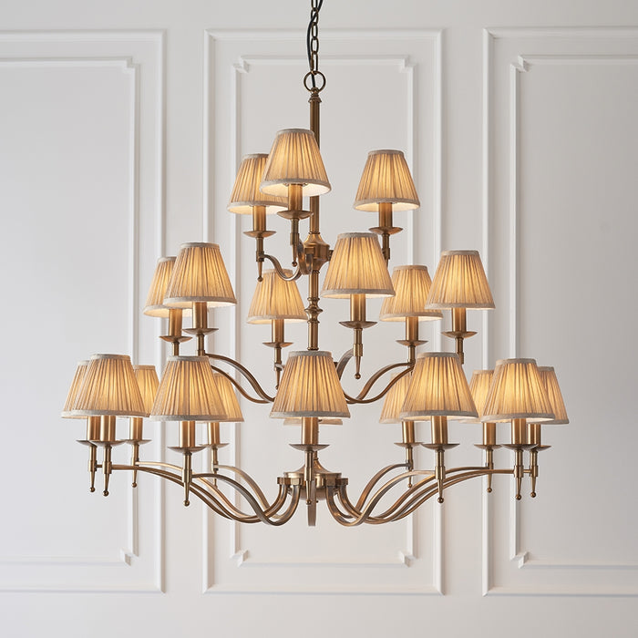 Stanford Beige Shades 21 Lights Ceiling Pendant Light In Antique Brass