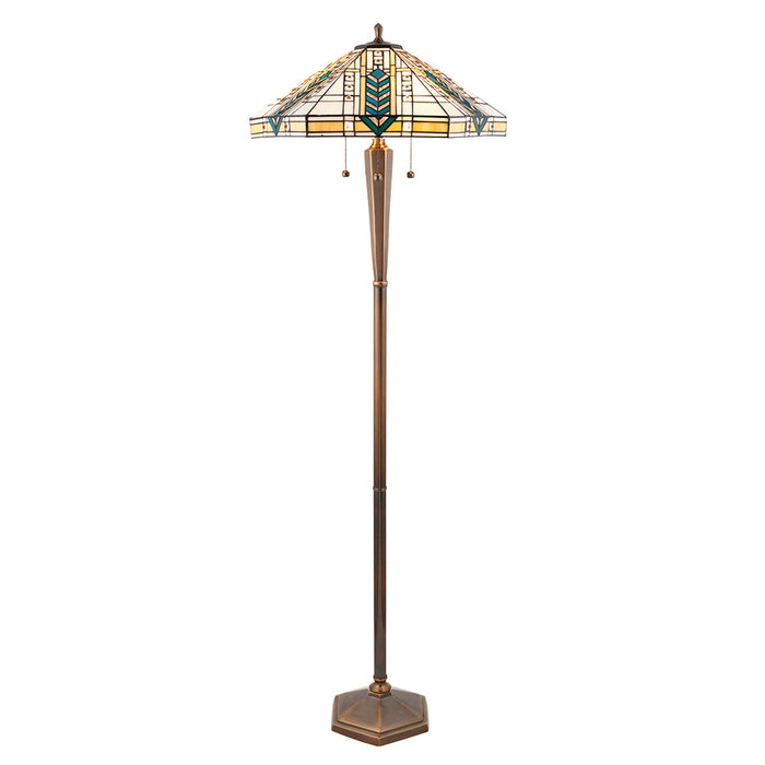 Lloyd Tiffany Glass Shade Floor Lamp In Deep Antique Patina