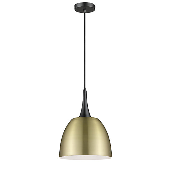 Acton Ceiling Pendant Light In Antique Brass And Matt Black