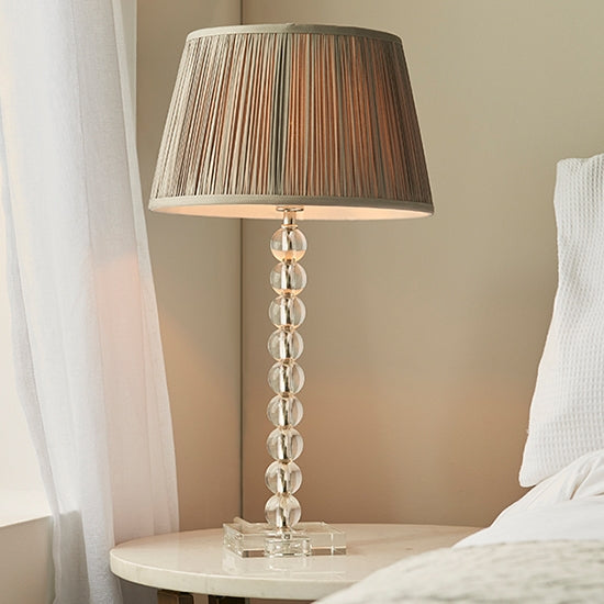 Adelie And Freya 12 Inch Charcoal Shade Table Lamp In Clear Crystal Glass