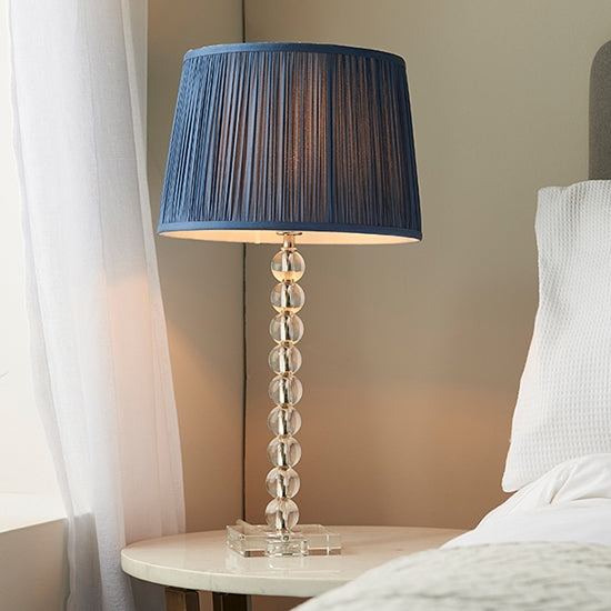 Adelie And Wentworth 12 Inch Midnight Blue Shade Table Lamp In Clear Crystal Glass