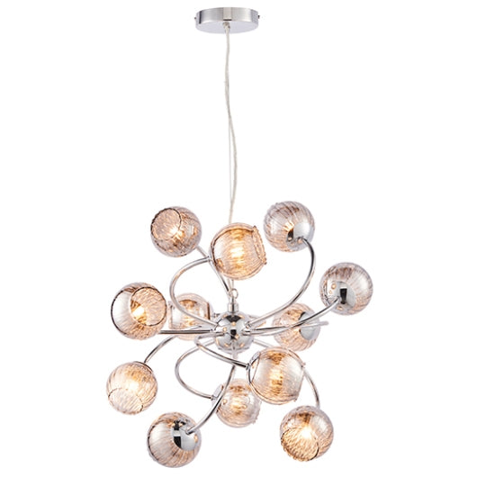 Aerith 12 Lights Smoked Mirror Glass Shades Ceiling Pendant Light