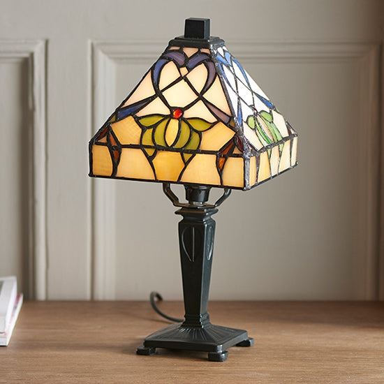 Alcea Tiffany Glass Mini Table Lamp In Dark Bronze