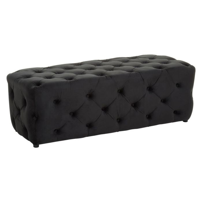 Alea Velvet Upholstered Hallway Seating Bench In Black