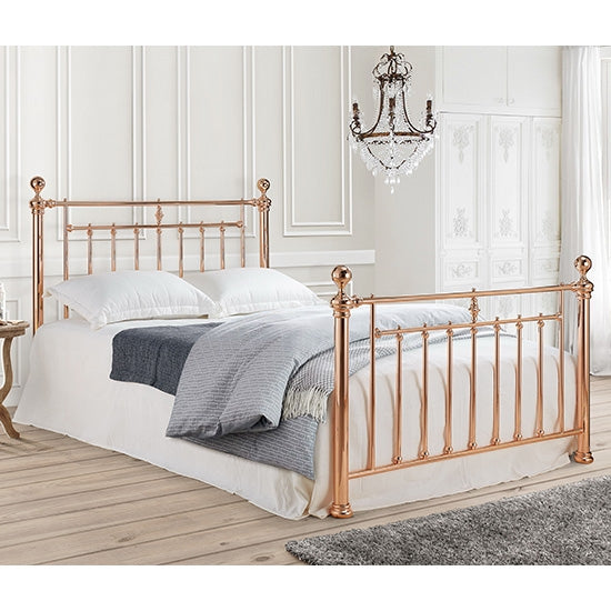 Alexander Metal King Size Bed In Rose Gold