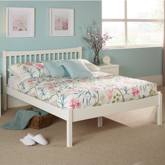 Alice Wooden Double Bed In Opal White