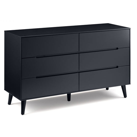 Alicia Wide Wooden Chest Of 6 Drawers In Anthracite