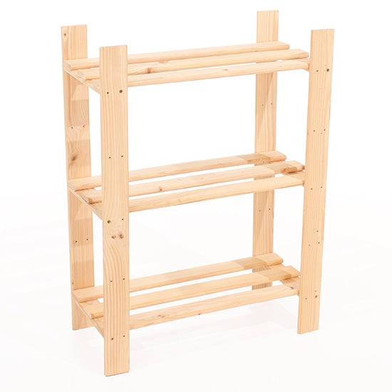 Allston Narrow Wooden 3 Shelves Slatted Shelving Unit In Oak