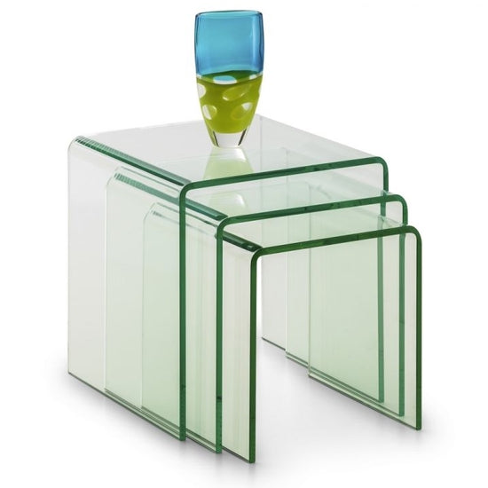 Amalfi Bent Clear Glass Nest Of Tables