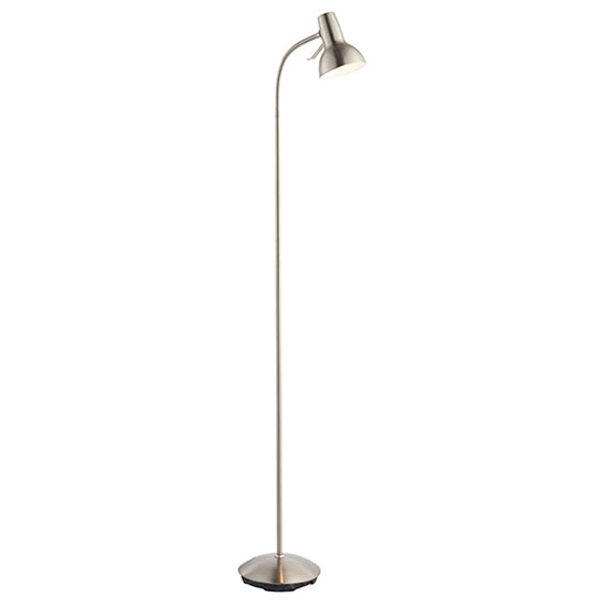 Amalfi Gloss White Task Floor Lamp In Satin Nickel