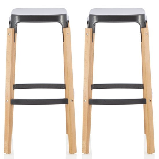 Amaranth Gun Metal 76cm Metal Fixed Bar Stools In Pair