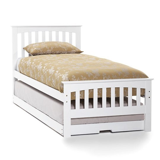 Amelia Wooden Single Bed With Guest Bed In Opal White