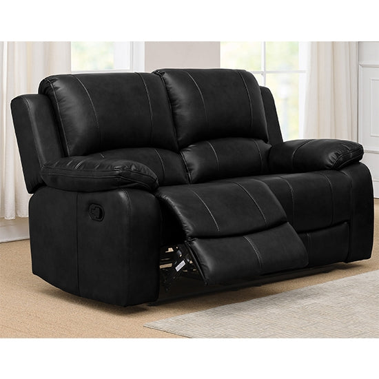 Andalusia Recliner LeatherGel And PU 2 Seater Sofa In Black