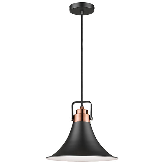 Anerley Ceiling Pendant Light In Matt Black And Copper