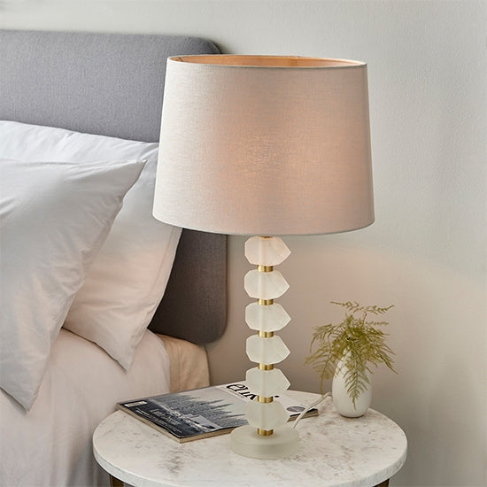 Annabelle And Mia 14 Inch Natural Shade Table Lamp In Frosted Crystal Glass