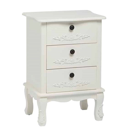 Antoinette Wooden Chest Of Drawers In White With 3 Drawers