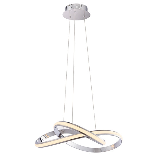 Aria LED Ceiling Pendant Light In Chrome With White Diffuser