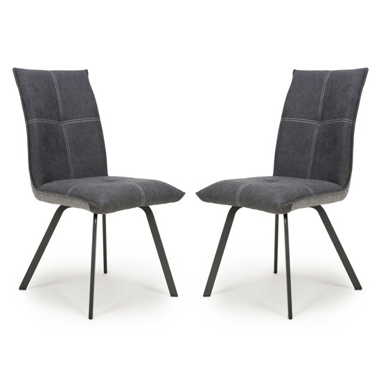 Ariel Dark Grey Linen Effect Dining Chairs In Pair