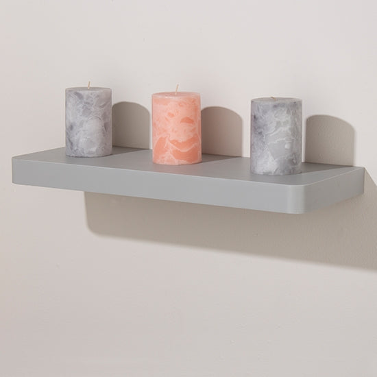 Arran Large Wooden Floating Wall Shelf In Light Grey