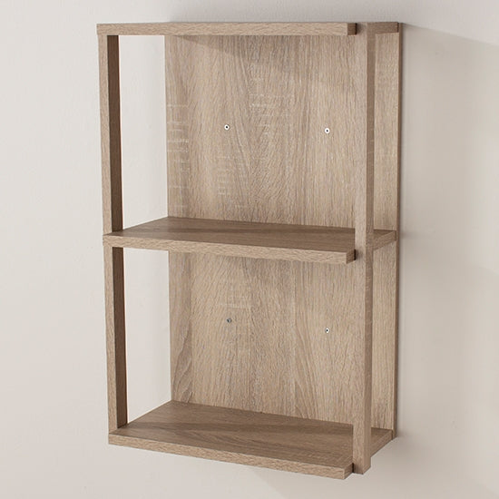 Arran Medium Wooden 3 Shelves Narrow Wall Shelf In Oak Effect