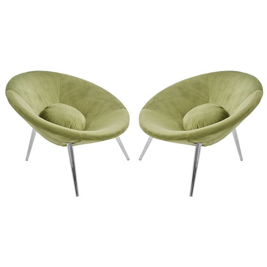 Arto Green Velvet Upholstered Accent Chair In Pair