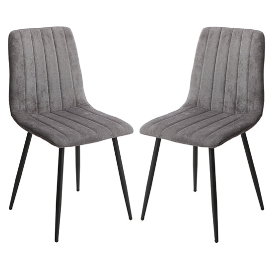 Belfast Straight Stitch Grey Fabric Dining Chairs In Pair