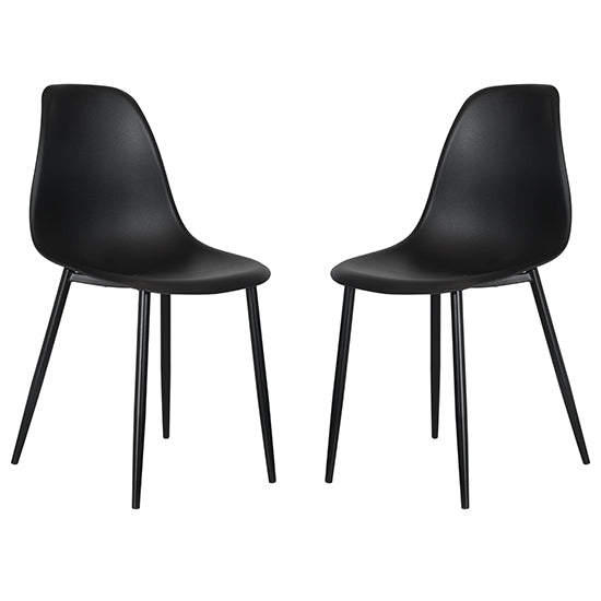 Berlin Curve Black Plastic Seat Dining Chairs In Pair