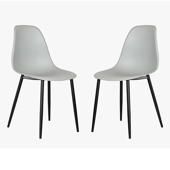 Berlin Curve Light Grey Plastic Seat Dining Chairs In Pair