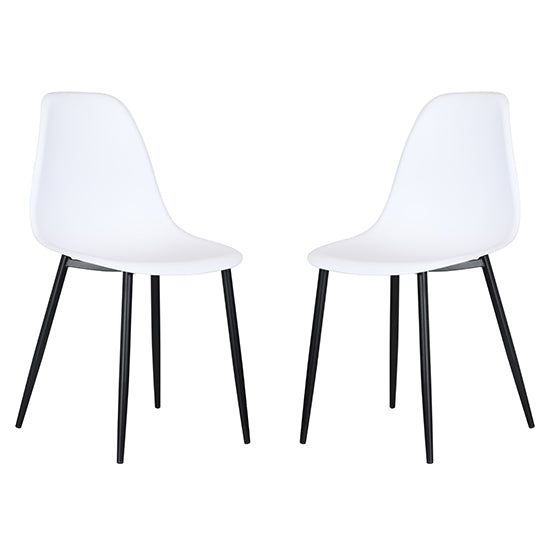 Berlin Curve White Plastic Seat Dining Chairs In Pair