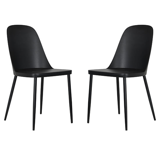 Berlin Duo Black Plastic Seat Dining Chairs In Pair