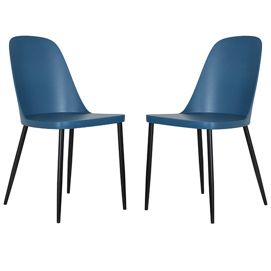 Berlin Duo Blue Plastic Seat Dining Chairs In Pair