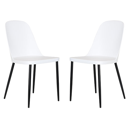 Berlin Duo White Plastic Seat Dining Chairs In Pair