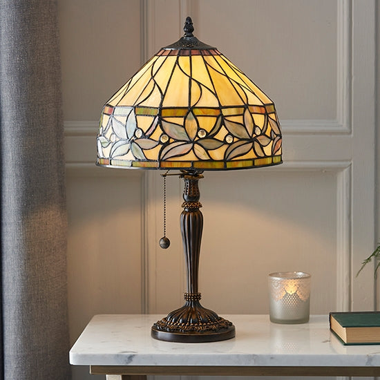 Ashtead Small Tiffany Glass Table Lamp In Dark Bronze