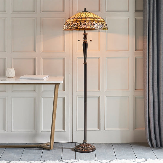 Ashtead Tiffany Glass Floor Lamp In Dark Bronze