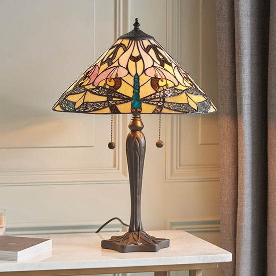 Ashton Medium Tiffany Glass Table Lamp In Dark Bronze