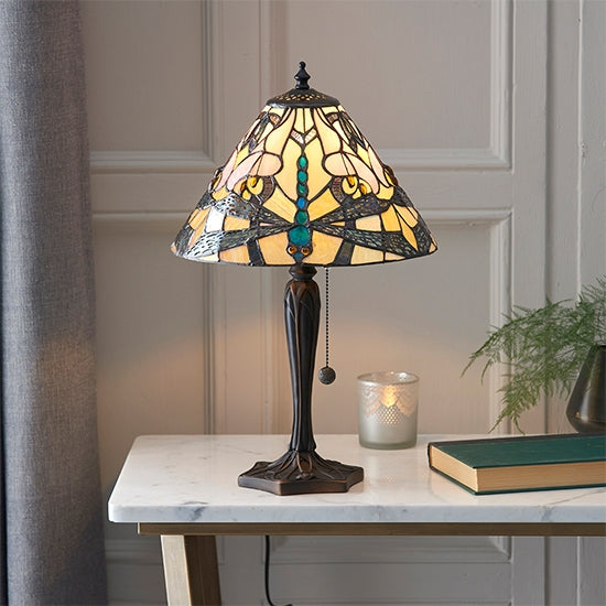 Ashton Small Tiffany Glass Table Lamp In Dark Bronze