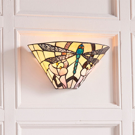 Ashton Tiffany Glass Wall Light In Matt Black