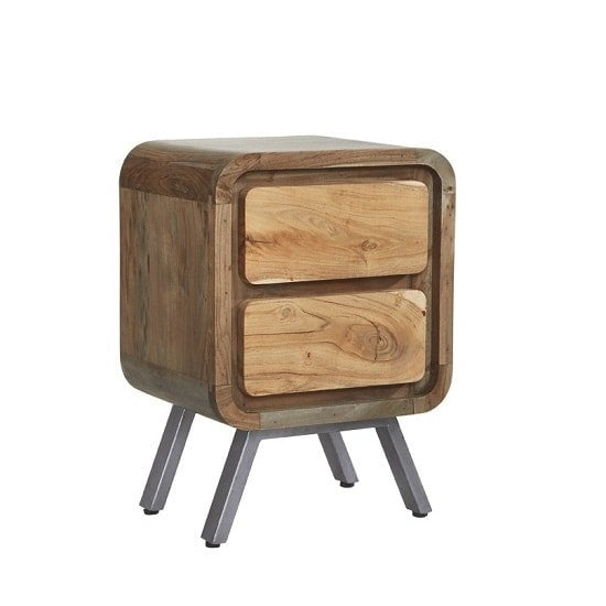 Aspen Wooden Lamp Table In Reclaimed Wood With 2 Drawers