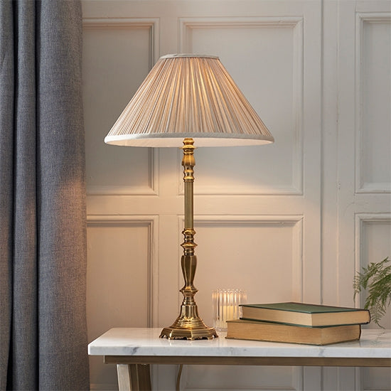 Asquith Beige Shade Table Lamp In Solid Brass