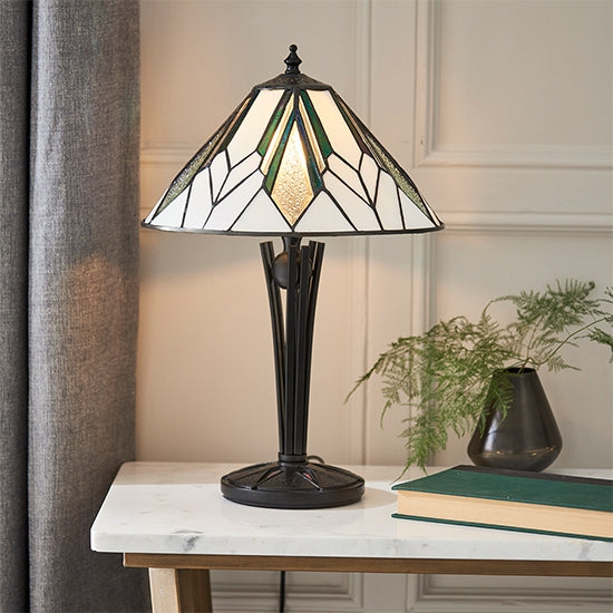 Astoria Small Tiffany Glass Table Lamp In Black