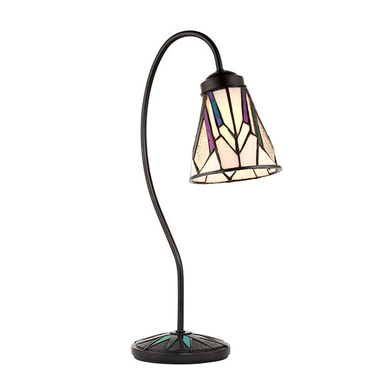 Astoria Swan Neck Tiffany Glass Table Lamp In Dark Bronze