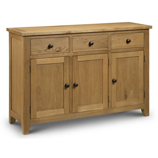 Astoria Wooden 3 Doors 3 Drawers Sideboard In Waxed Oak