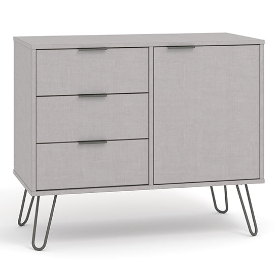 Augusta Small Wooden 1 Door And 3 Drawers Sideboard In Grey