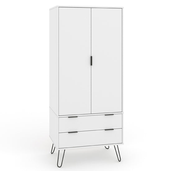 Augusta Wooden 2 Doors And 2 Drawers Wardrobe In White