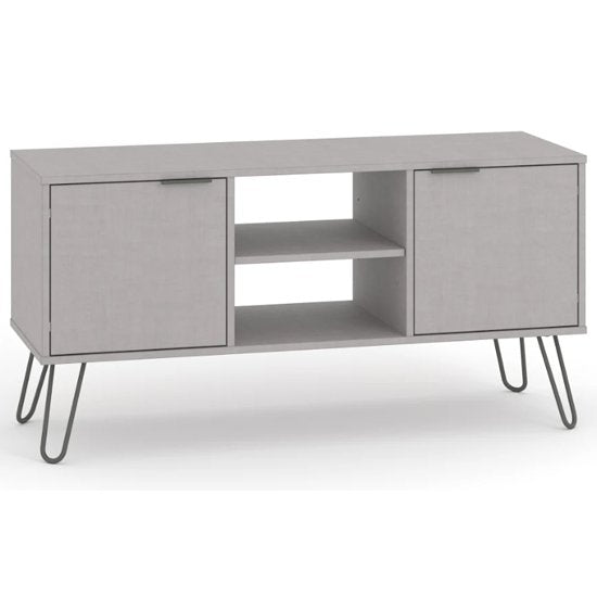 Augusta Wooden TV Stand In Grey With 2 Doors And 1 Shelf