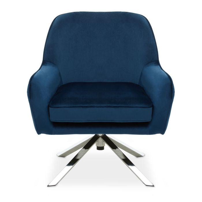 Avery Velvet Upholstered Armchair In Midnight Blue