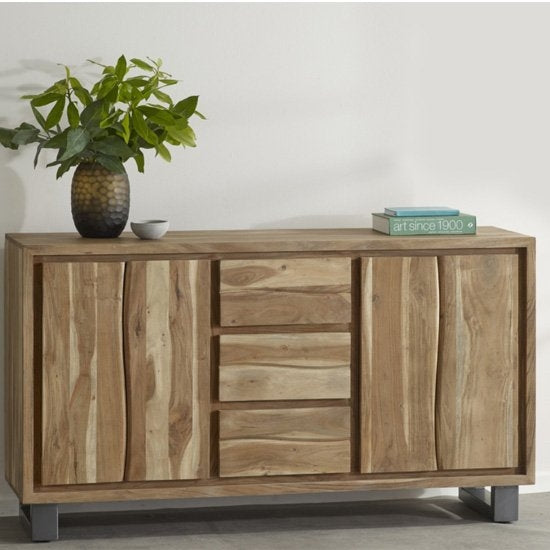 Baltic Extra Large Wooden 2 Doors And 3 Drawers Sideboard In Oak