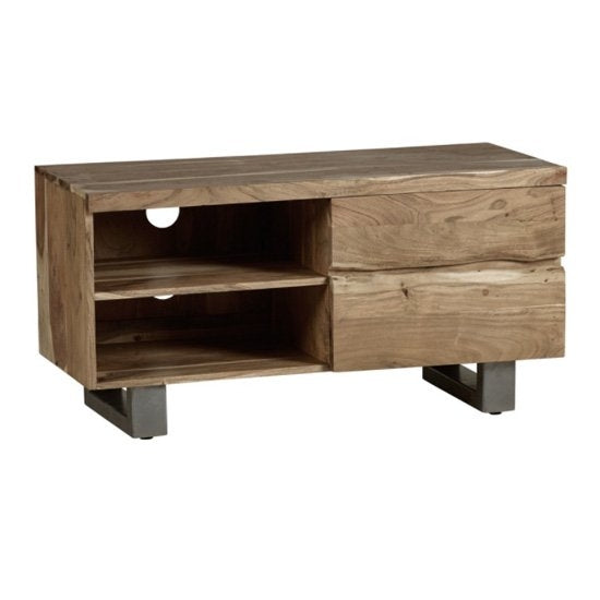 Baltic Small Wooden 2 Drawers TV Stand In Oak