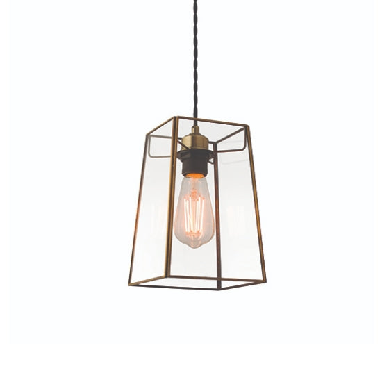 Beaumont Clear Glass Ceiling Pendant In Antique Brass