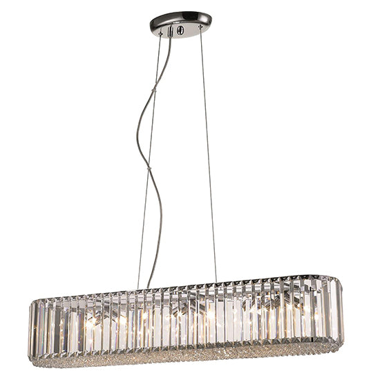 Belgravia 6 Bulbs Rectangular Ceiling Pendant Light In Chrome And Clear